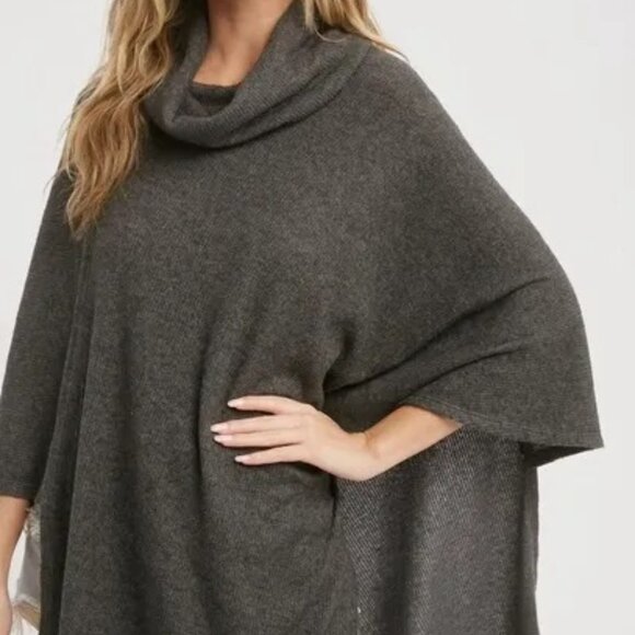 CLEAR OUT!!!! Asymmetrical Cowl Neck Poncho - Picture 8 of 10